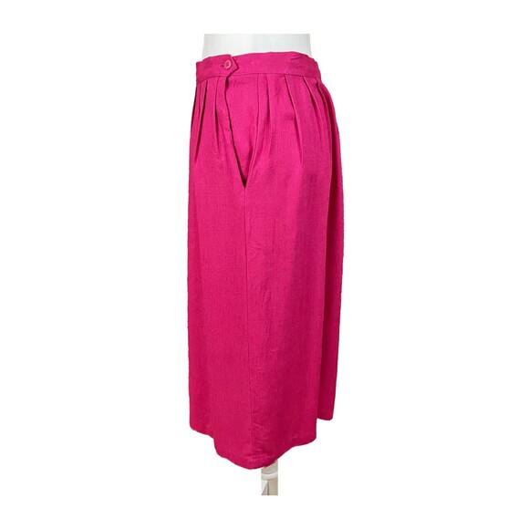 Vintage Russ Pleated Midi Skirt Size 8 (READ) Fuchsia Pink 1 Pocket Made in USA - Picture 2 of 5